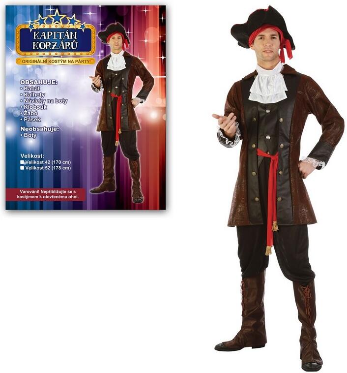 Kostým na karneval - Kapitán korzárů, pro dospělé (178 cm).