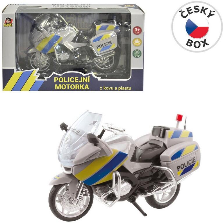 MaDe Motorka policejní kovová, 18 cm, stříbrná