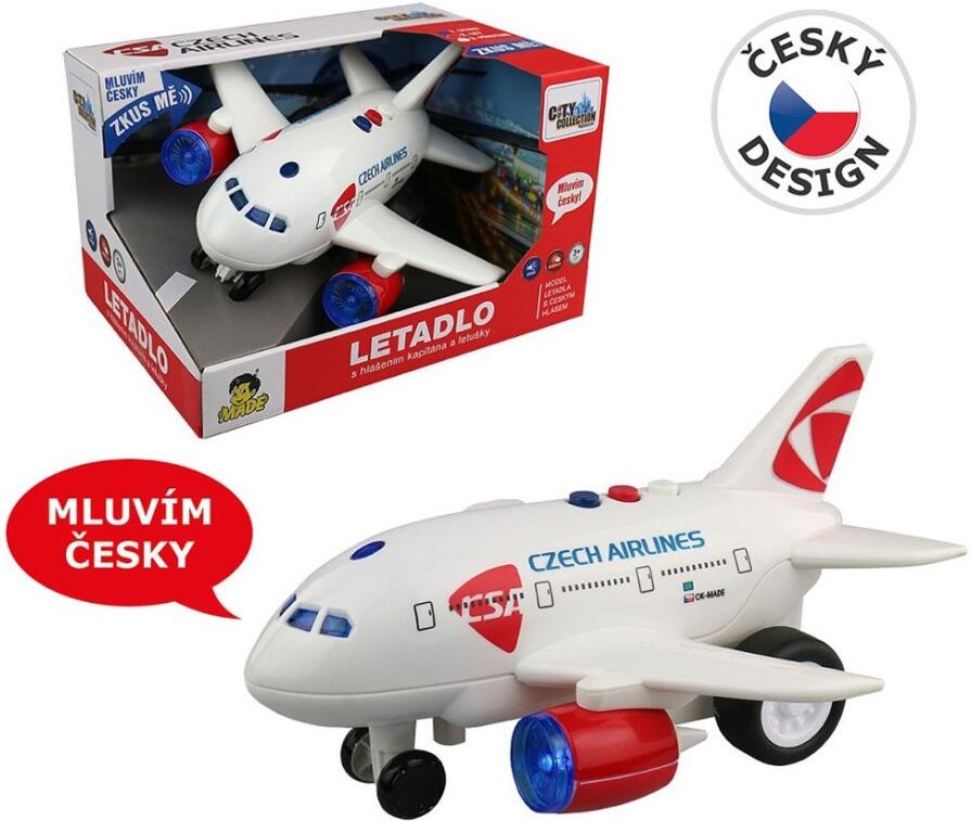 Letadlo ČSA s hlášením kapitána a letušky, na setrvačník, 20 cm