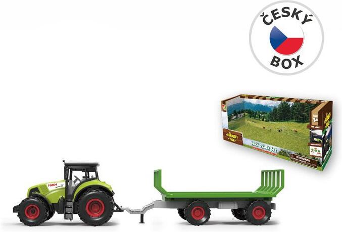 Traktor s přívěsem, se zvukem a světlem, 12,5 x 34,5 cm
