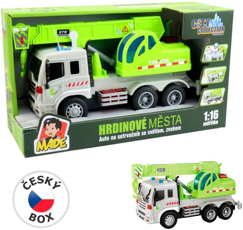 Auto jeřáb na setrvačník, se světlem a zvukem, na baterie, 27,5 x 10 x14 cm