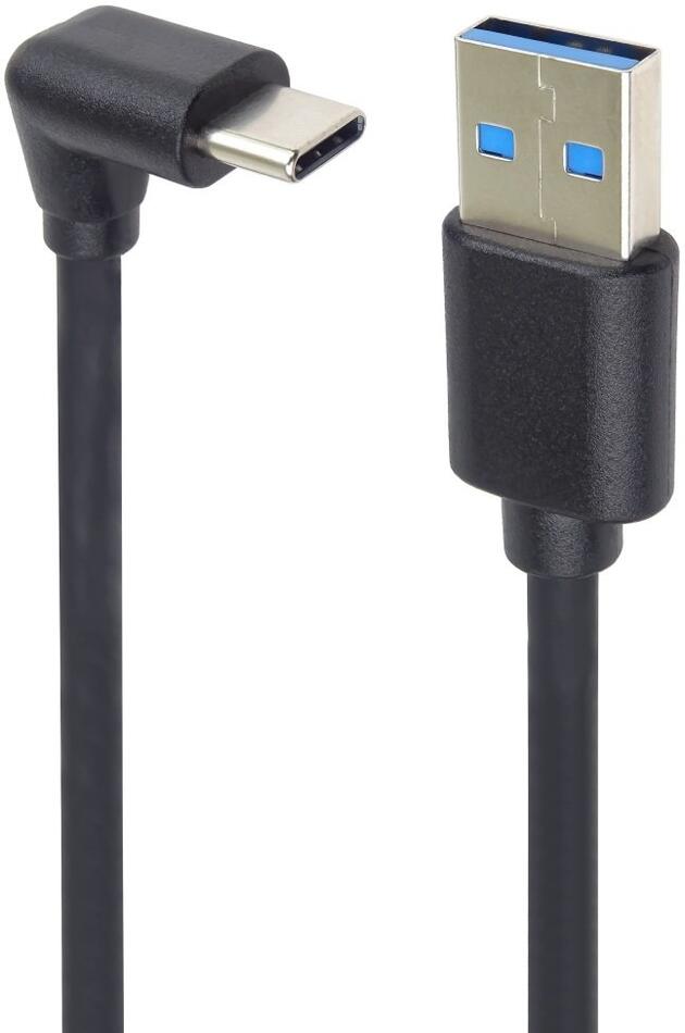 Kabel PremiumCord USB 3.0 - USB-C zahnutý konektor 90° M/M 50cm