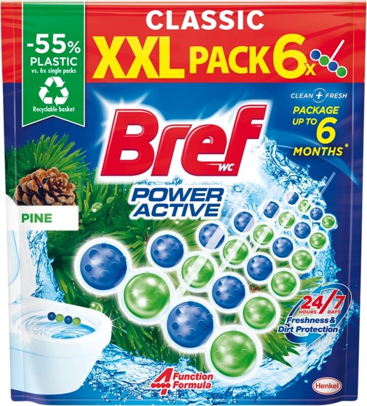 Bref Power Aktiv Pine tuhý WC blok, 6 × 50 g