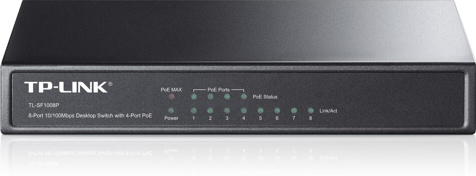 TP-Link TL-SF1008P 8x10/100 (4xPOE) 66W Desktop kovový CCTV Switch