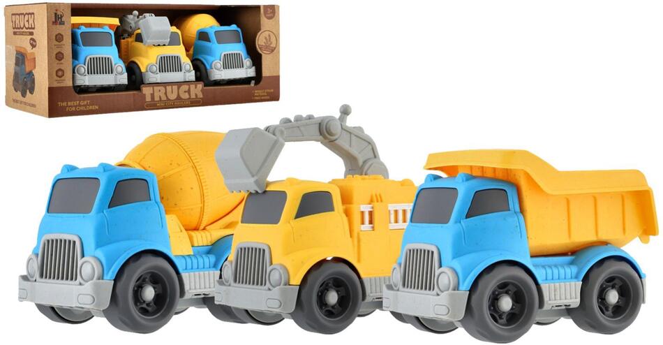 Teddies Auto stavební 3ks na volný chod 7x10cm v krabičce
