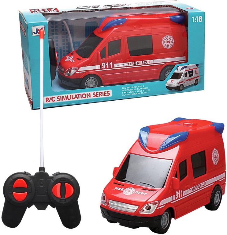 Auto hasičské na dálkové ovládání, se světlem a zvukem, 21 cm