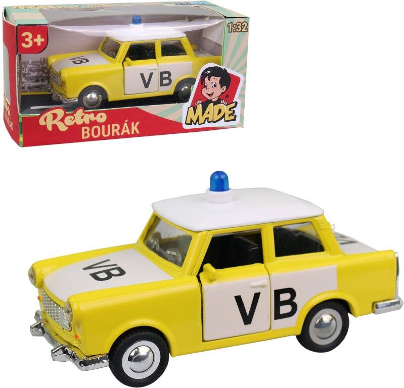 Auto Trabant-policejní, kovový, 12 cm