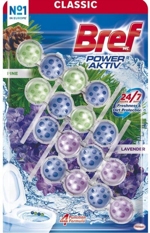 Bref Power Aktiv Pine a Lavander WC blok, 4 x 50 g