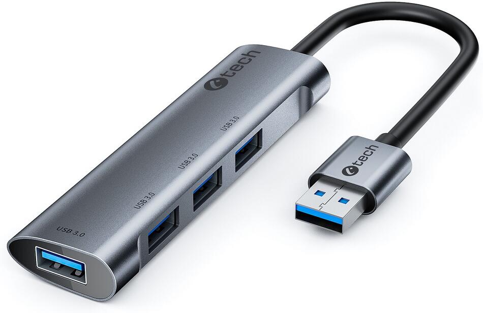 HUB USB C-Tech UHB-U3-AL, 4x USB 3.2 Gen 1, hliníkové tělo