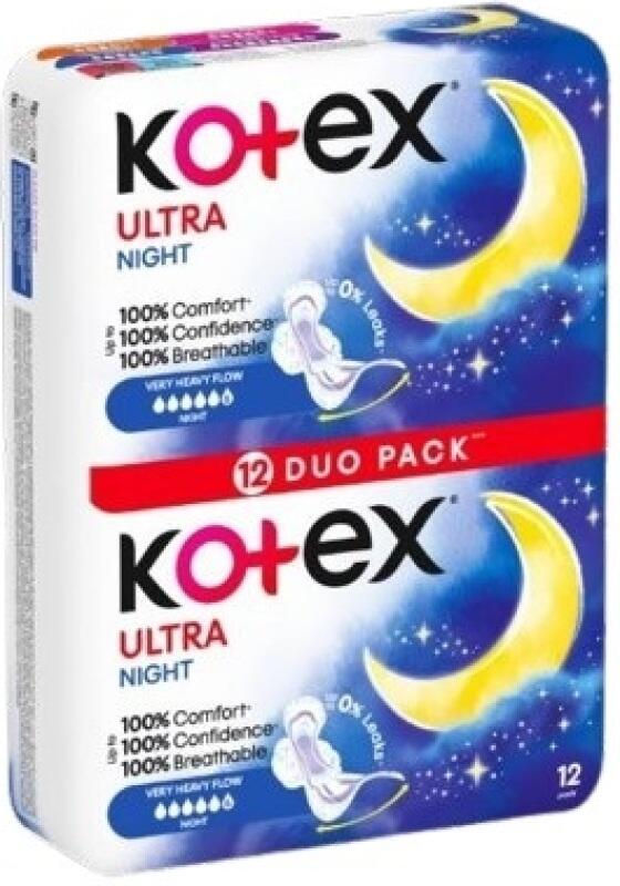 Kotex Ultra Night Duo Pack dámské vložky, 12 ks