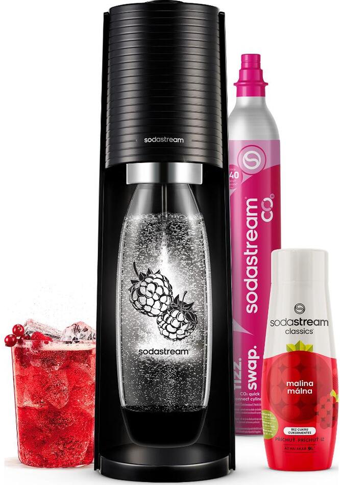 Výrobník sody SodaStream TERRA Black Malina Zero Mpack