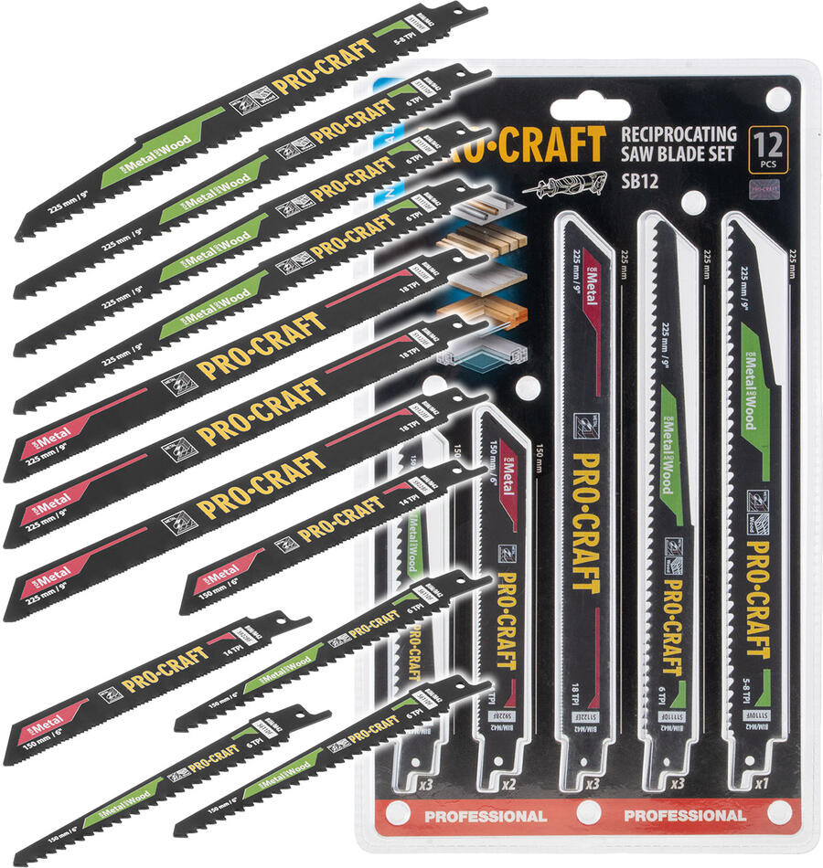 Sada pilových plátků do pily ocasky Procraft SB12 / SB12