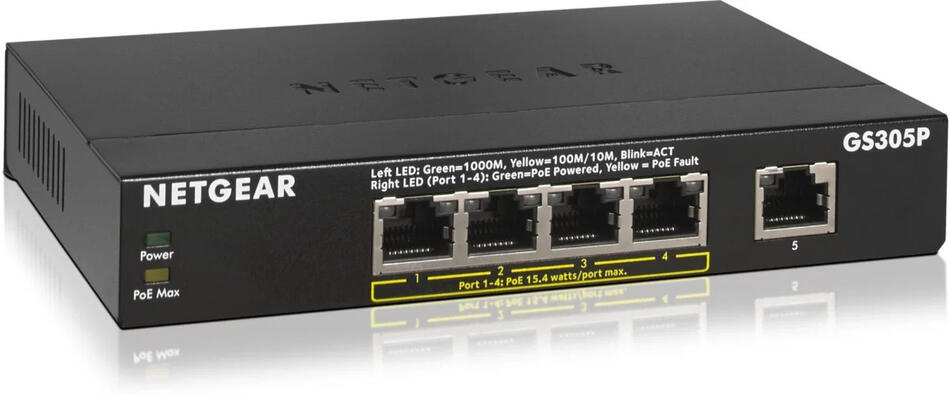 NETGEAR 5PT GE UNMANAGED SWCH W/POE/POE+ (GS305PP-300EUS)
