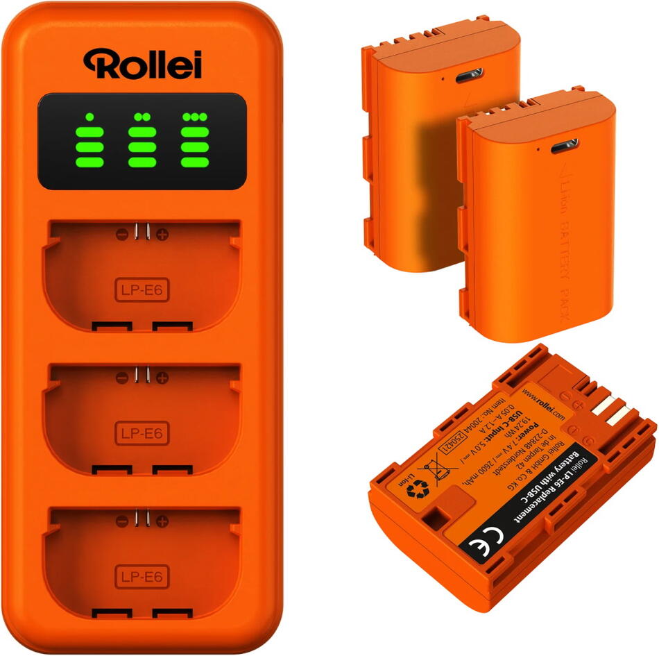 Rollei nabíjecí set LP-E6/ 3ks baterie a nabíječka (20076)