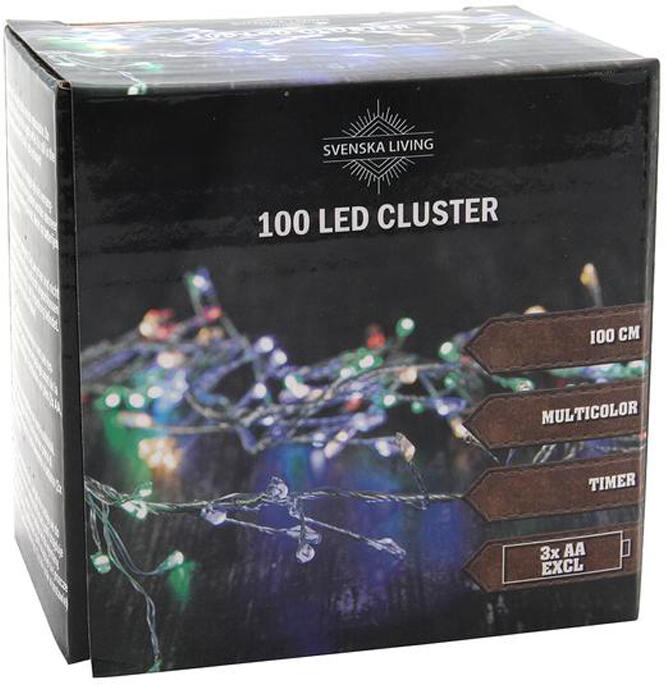 HIT světelný řetěz s časovačem 100LED shluk 100cm