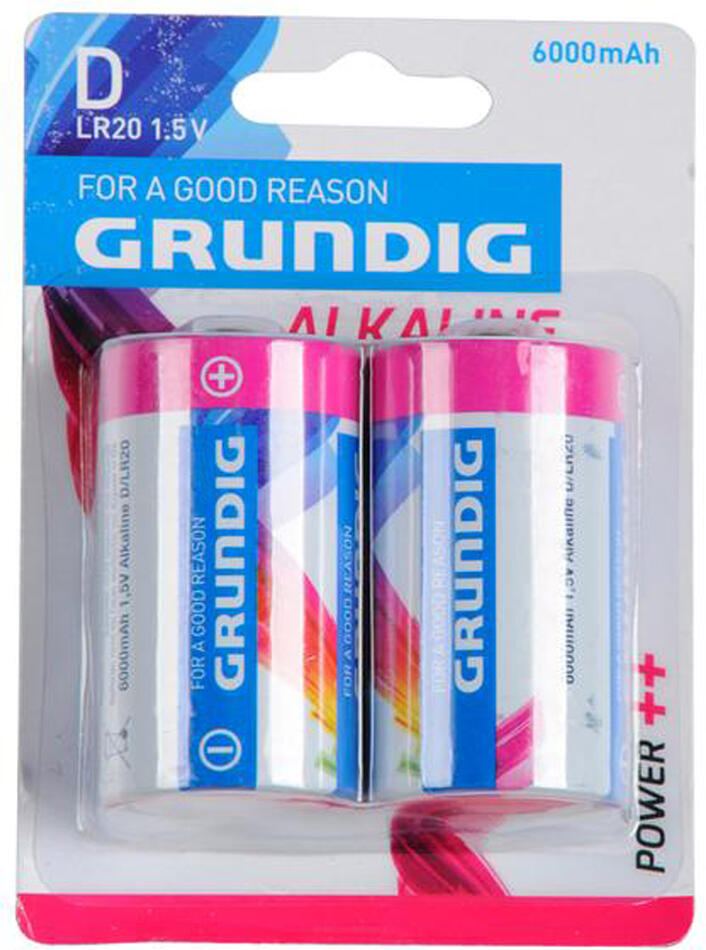 Baterie LR20 Grundig ALKALINE 6000 mAh, 2ks