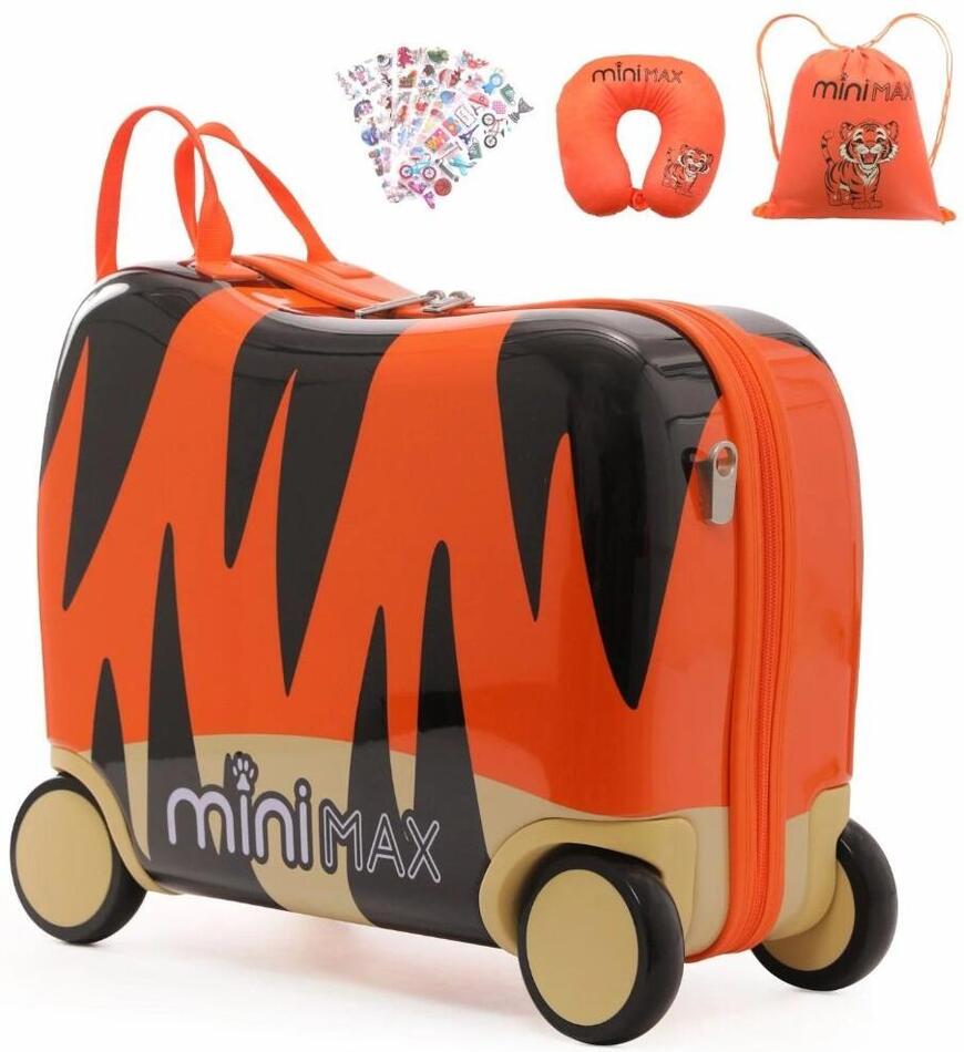 Dětský kufr AEROLITE MiniMax Ride-On Tiger - oranžová