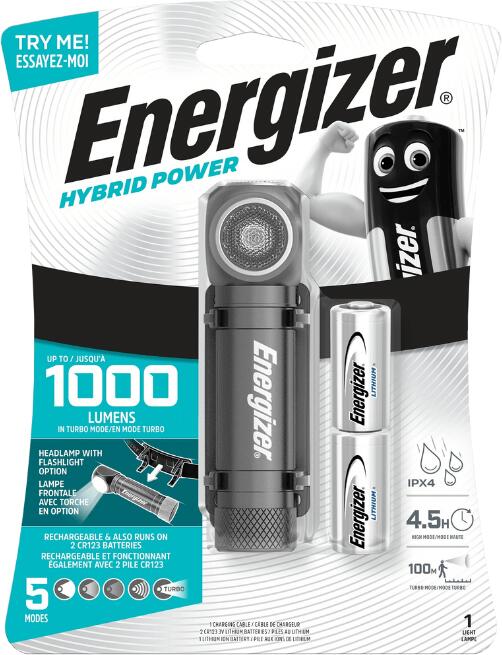 Svítilna a čelovka Energizer Hybrid Power 1000lm 2x CR123