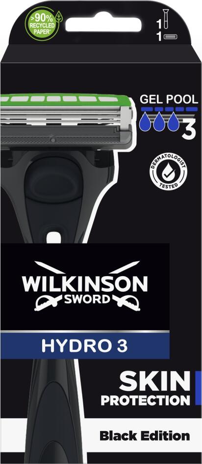 Wilkinson Sword holící strojek Wilkinson Hydro 3 Black Edition + 1 náhradí hlavice