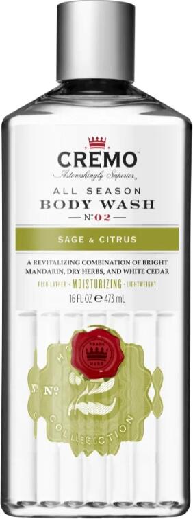 CREMO - Sprchový gel pro muže s vůní SAGE & CITRUS 473 ml