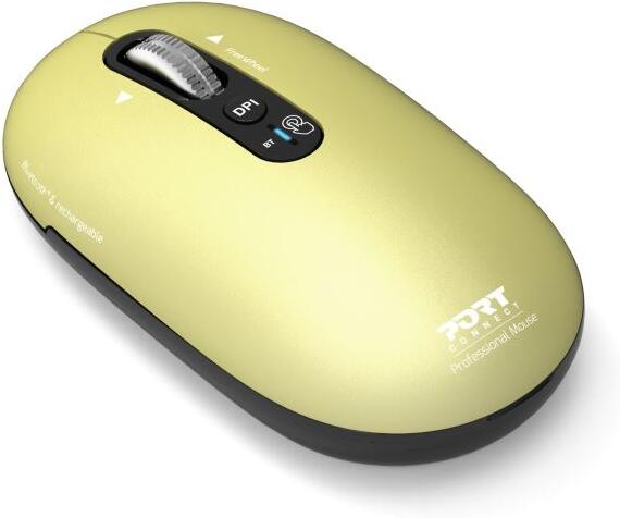 PORT CONNECT Pure MAC, bezdrátová dobíjecí myš, Bluetooth, FreeWheel, 3200 DPI, limetková (910506)