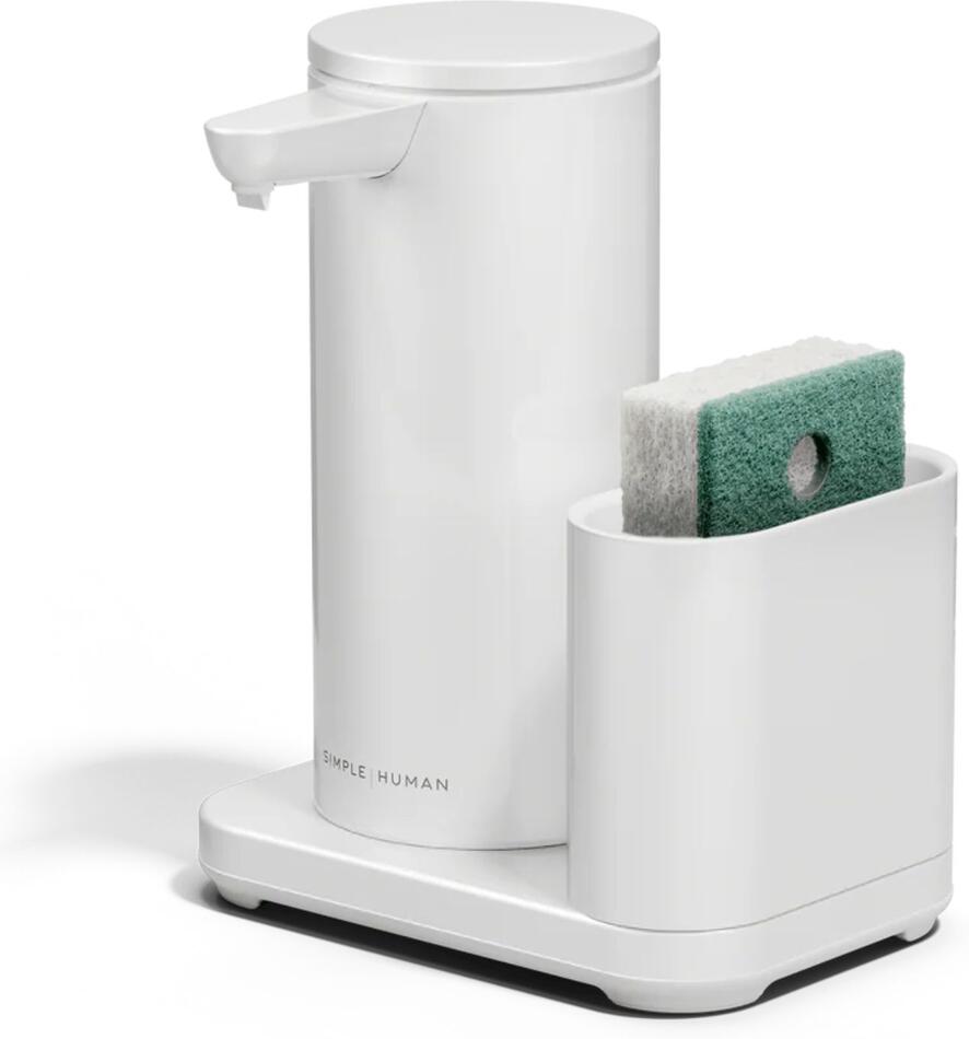 Simplehuman bezdotykový dávkovač – 266 ml + držák na houbičku, bílá ocel ST1088