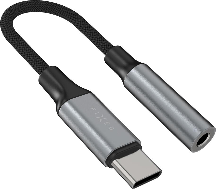 Redukce z hliníku FIXED Link USB-C na 3,5mm jack, space gray