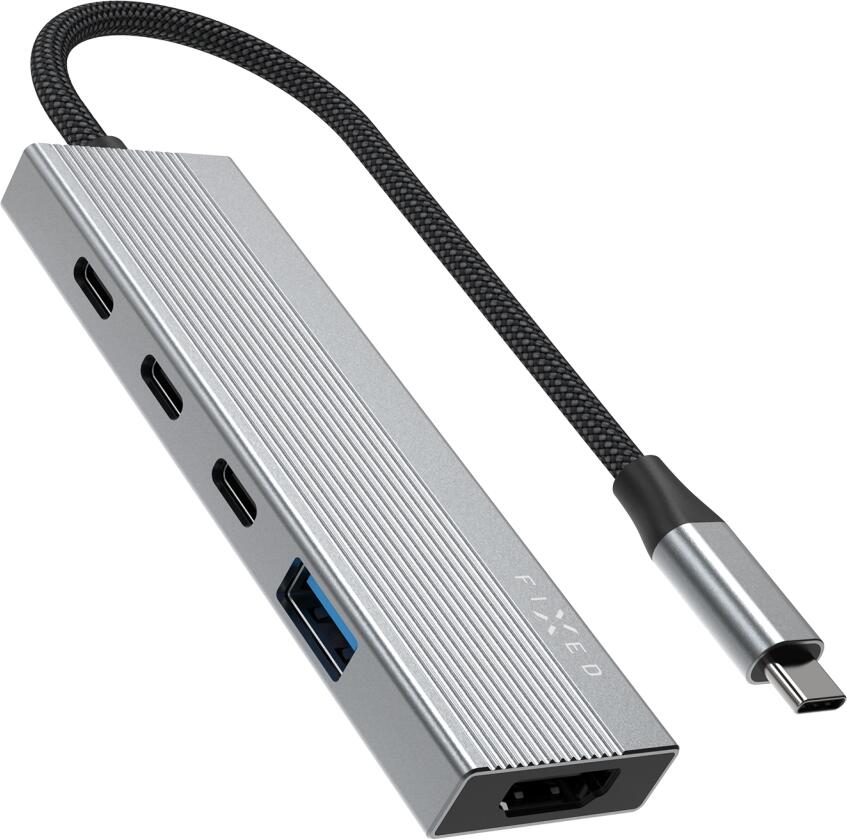 5-portový hliníkový USB-C FIXED HUB Core, pro notebooky a tablety , 100W, PD 3.0, space gray