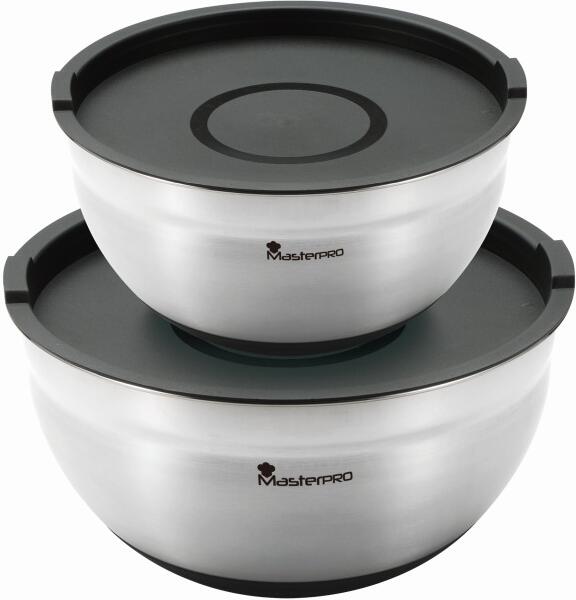 MASTERPRO Sada misek s víkem FOODIES 2 ks nerez BGMP-1553