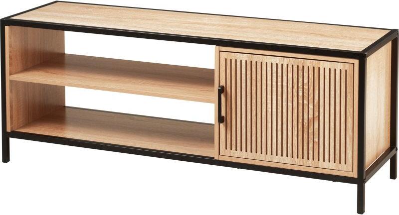 H & S COLLECTION TV stolek skříňka s policemi 116x33x45 cm černá/dřevo KO-NB1510600