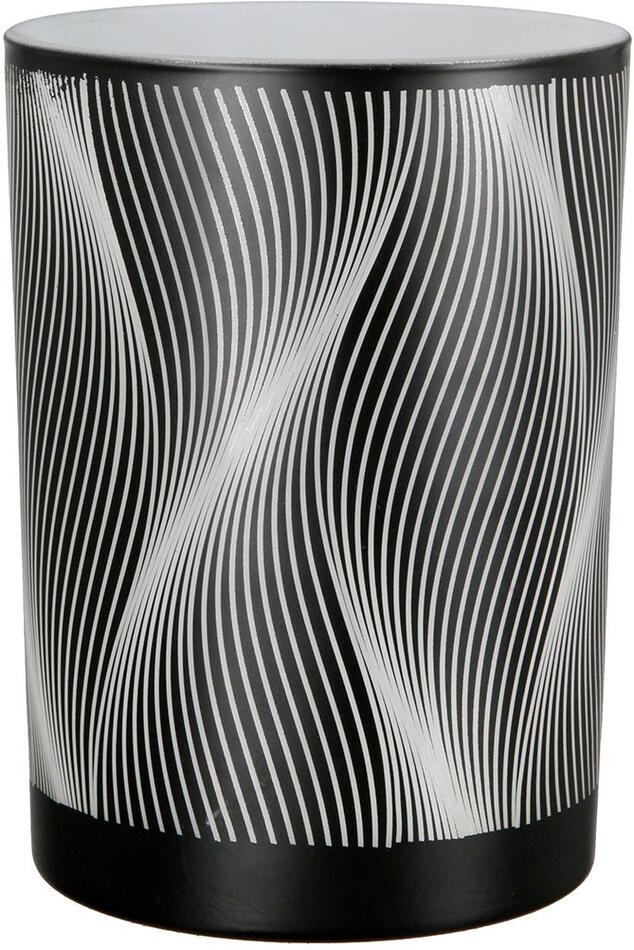 Gilde skleněný svícen Lines, černo-bílý, 8 cm