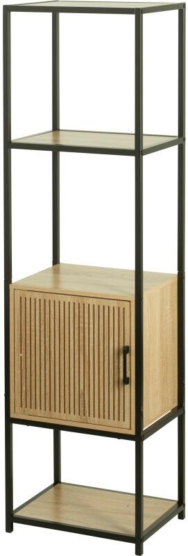 H & S COLLECTION Regál s policemi a skříňkou 153x43x33 cm černá/dřevo KO-NB1510590