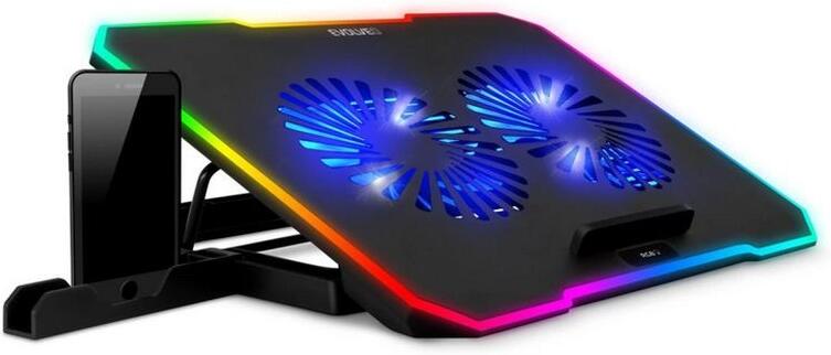 EVOLVEO CoolPro, chladící podložka pod notebook, 2x ventilátor, RGB podsvícení, černá (COOLPRO-BK)