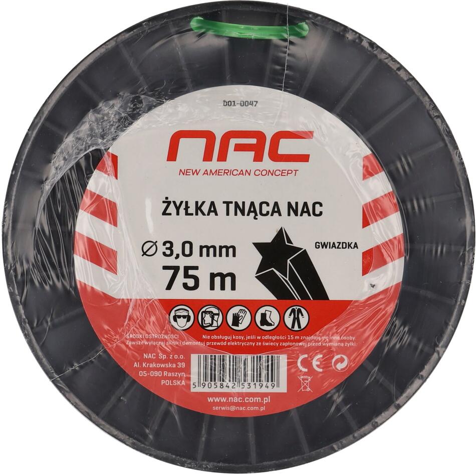 Struna NAC hvězdicovitá 3mm 74m