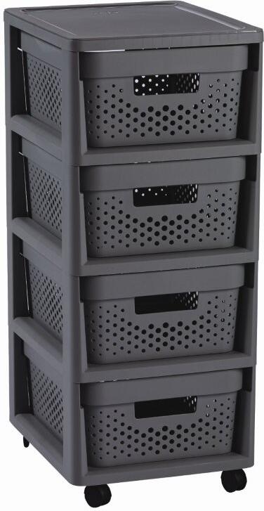 Regál Curver Infinity Dots 4x11L se zásuvkami tmavě šedý