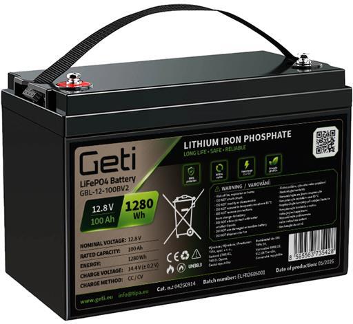 Baterie LiFePO4 12,8V 100Ah GETI GBL-12-100BV2 Bluetooth