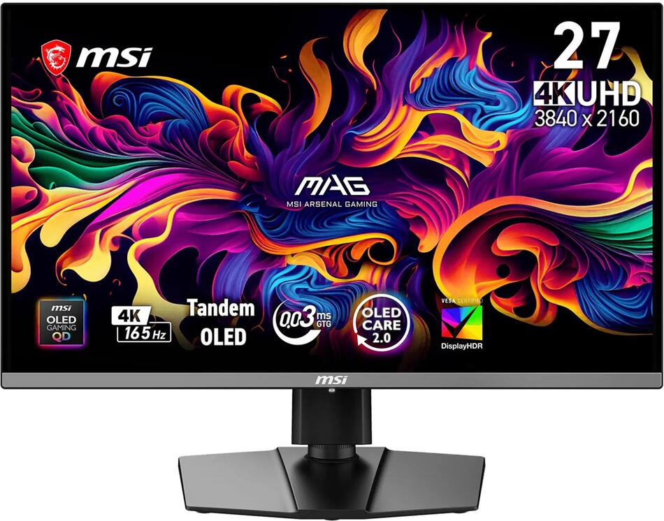 MSI MAG/272UP QD-OLED E16/26,5"/QD-OLED/4K UHD / 165Hz / 0,03ms / Černá / 3R (MAG 272UP QD-OLED E16)