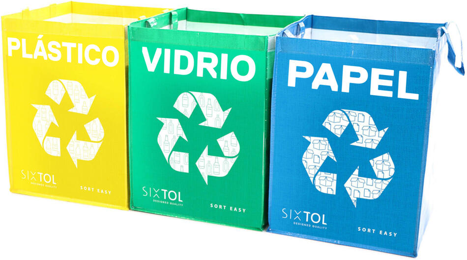 Tašky na tříděný odpad SORT EASY 3 BASIC ES, 30x30x40 cm, 3 x 36 l, 3 ks SIXTOL