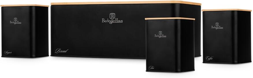 BERLINGERHAUS Chlebník a sada dóz na potraviny 4 ks Matte Black Collection BH-8903