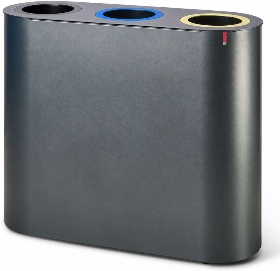 Lune sestava na tříděný odpad Split, antracitová, lakovaná ocel, 3 x 38 l