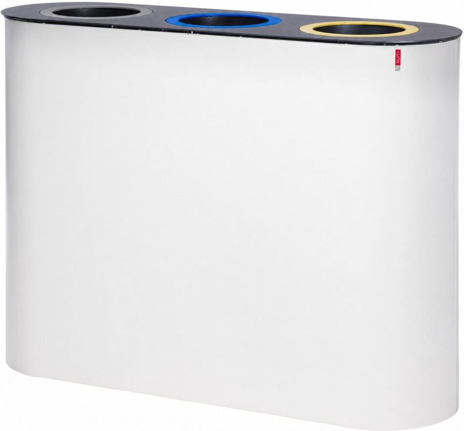 Lune sestava na tříděný odpad Split, bílá/černé víko, lakovaná ocel, 3 x 38 l