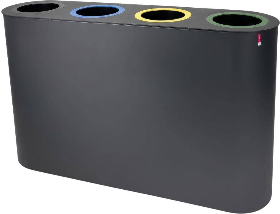 Lune sestava na tříděný odpad Split, antracitová, lakovaná ocel, 4 x 38 l