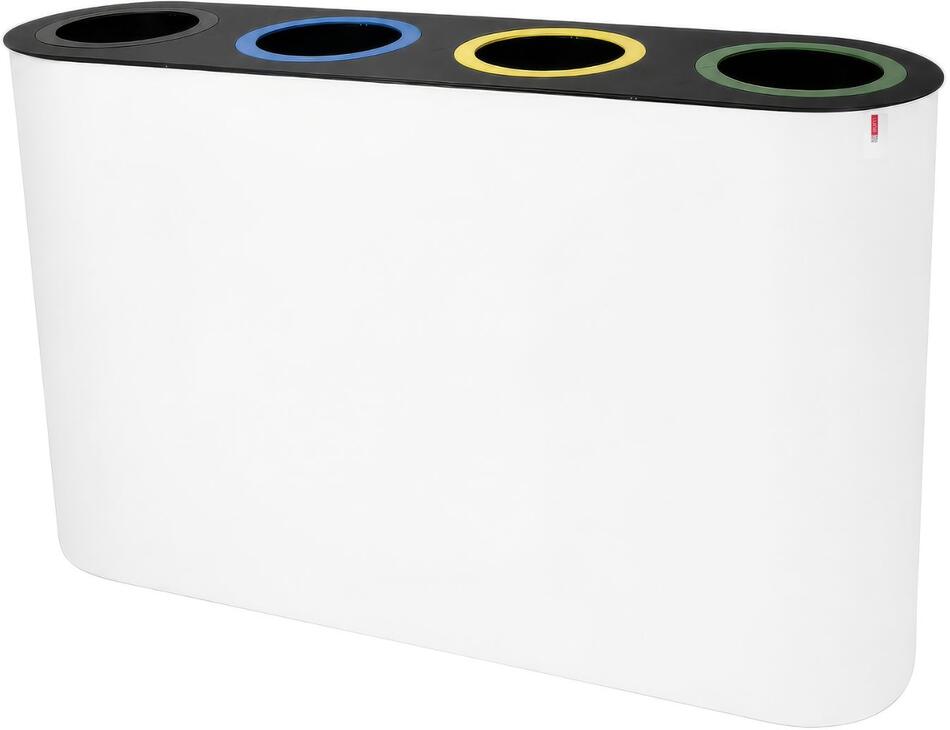 Lune sestava na tříděný odpad Split, bílá/černé víko, lakovaná ocel, 4 x 38 l