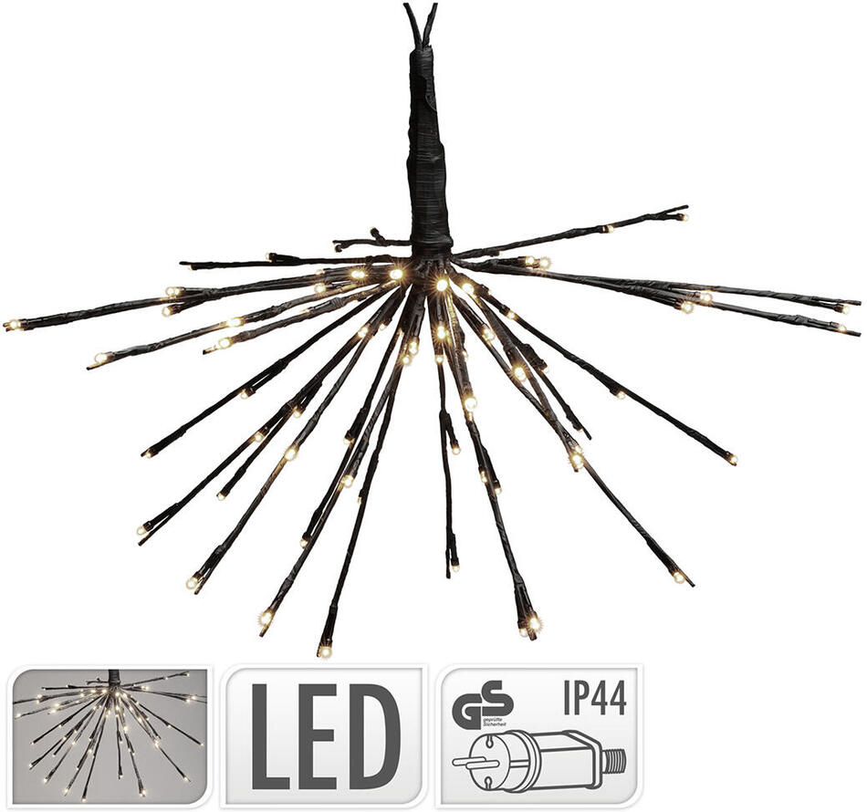 osvětlení 72LED pr.45cm, 24ks ramen, teplá BÍ, ČER