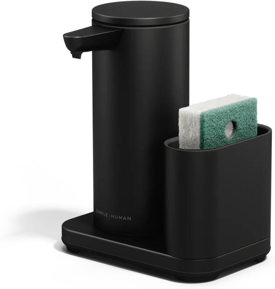 Simplehuman bezdotykový dávkovač – 266 ml + držák na houbičku, černá ocel ST1089