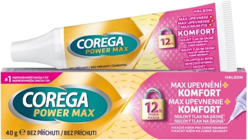 Corega Power Max upevnění + komfort fixační krém na zubní protézu 40 g
