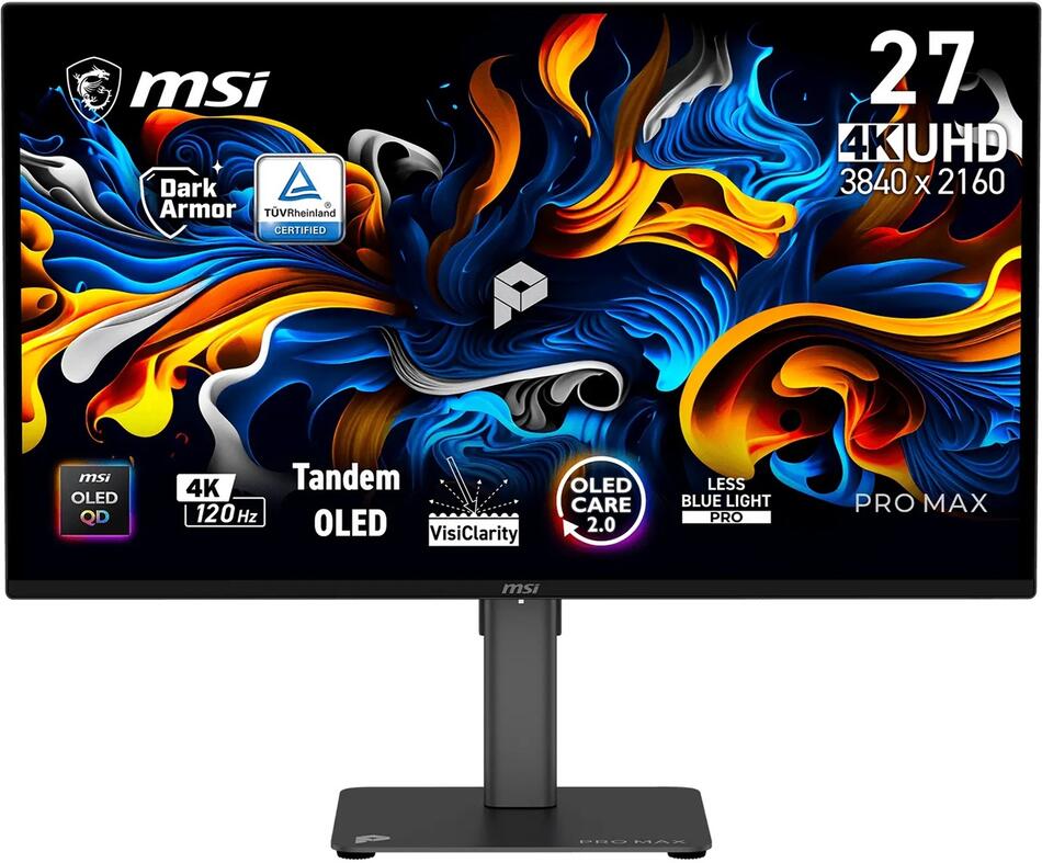 MSI PRO MAX / 271UPX12G / 26,5" / QD-OLED / 4K UHD / 120Hz / 0,03ms / Černá / 3R (PRO MAX 271UPX12G)
