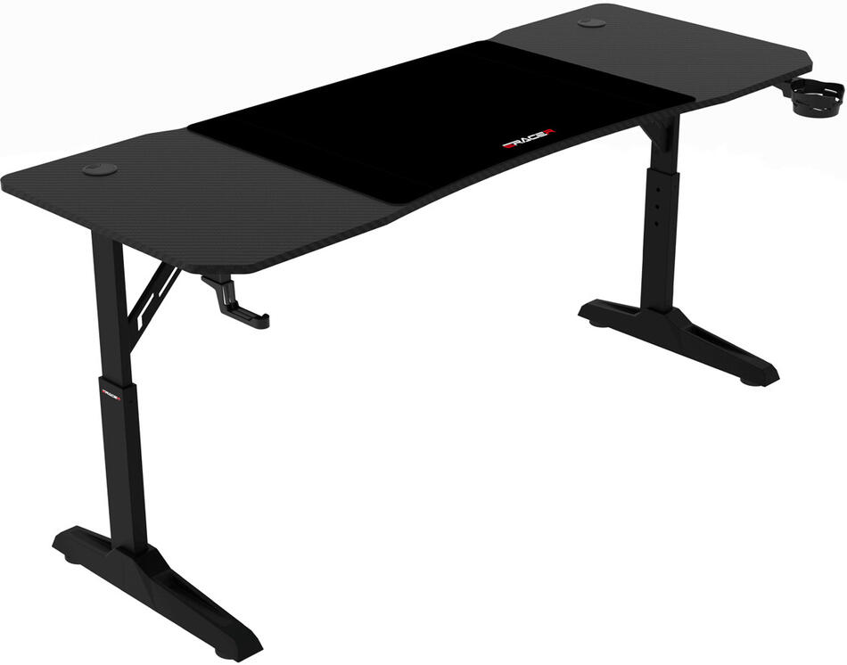 Pevný herní stůl 160x60cm, výběr výšky, melamin, carbon, LT-H1116 BK Autronic, Černá