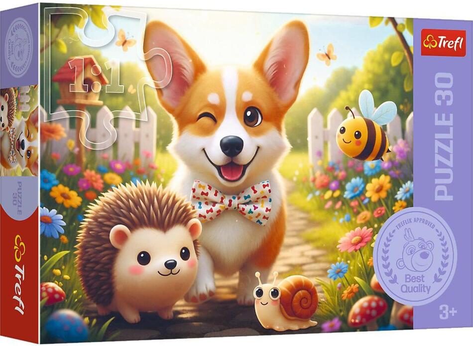 TREFL Puzzle Den s Corgi 27x20cm 30 dílků v krabičce 21x14x4cm
