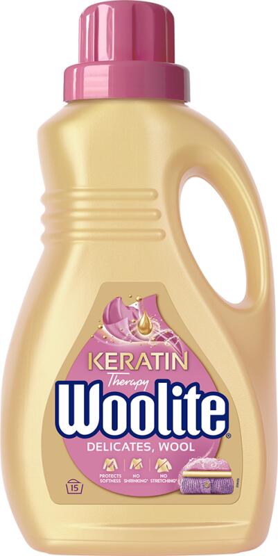 Woolite Keratin Therapy prací gel na jemné a vlněné prádlo 15 dávek, 0,9L